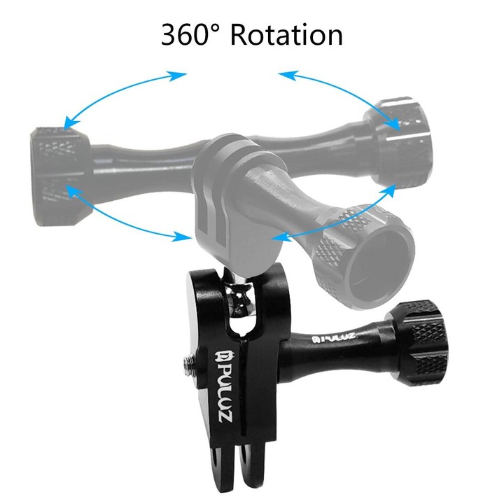 PULUZ CNC Aluminum Ball Joint Mount with 2 Long Screws for GoPro, Insta360, DJI and Other Action Cameras(Black)
