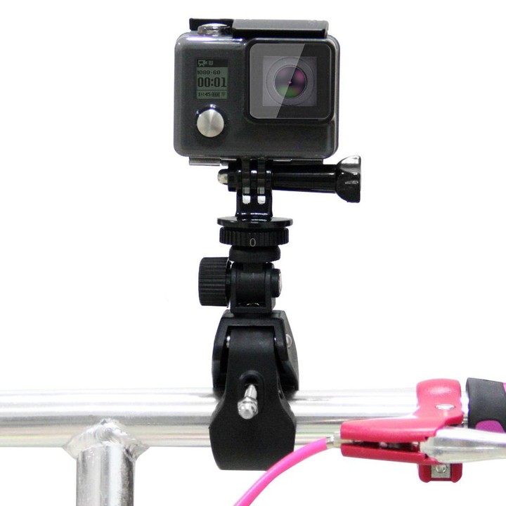 PULUZ Motorcycle Bicycle Handlebar Holder with Tripod Mount & Screw for GoPro, Insta360, DJI and Other Action Cameras(Black)