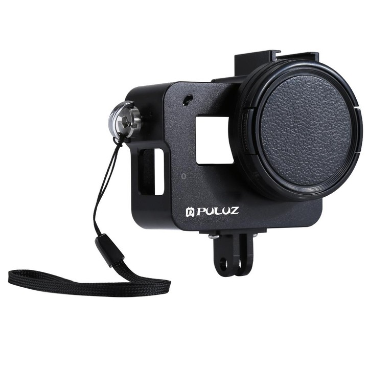PULUZ Housing Shell CNC Aluminum Alloy Protective Cage with Insurance Frame & 52mm UV Lens for GoPro HERO(2018) /7 Black /6 /5(B