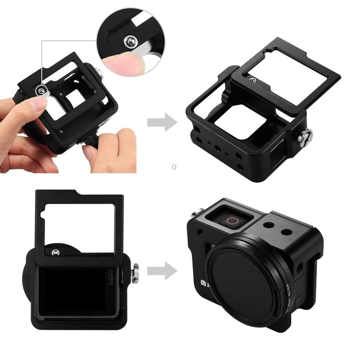 PULUZ Housing Shell CNC Aluminum Alloy Protective Cage with Insurance Frame & 52mm UV Lens for GoPro HERO(2018) /7 Black /6 /5(B