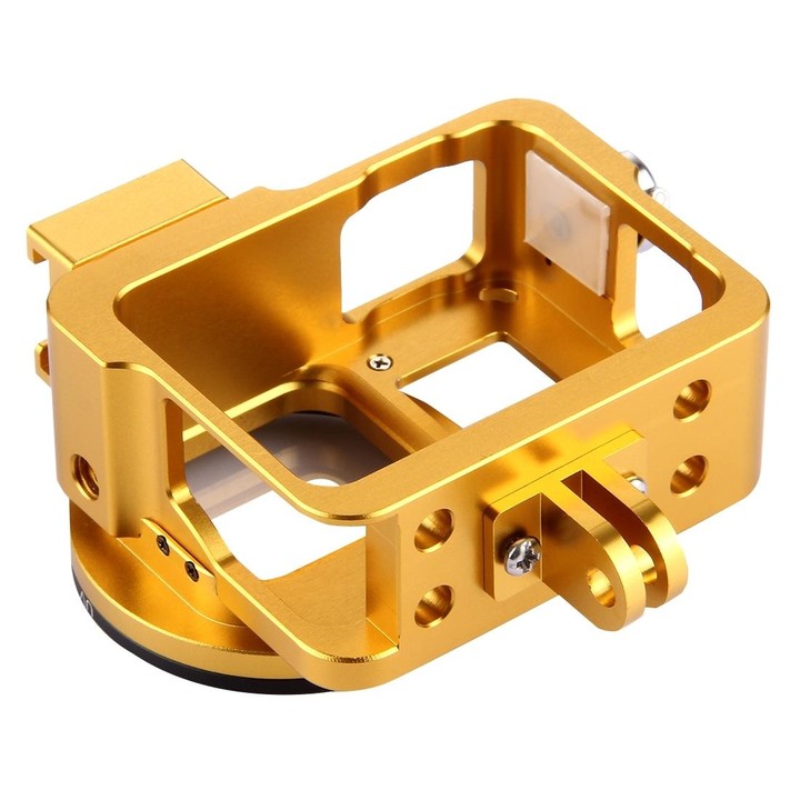PULUZ Housing Shell CNC Aluminum Alloy Protective Cage with 52mm UV Lens for GoPro HERO(2018) /7 Black /6 /5(Gold)