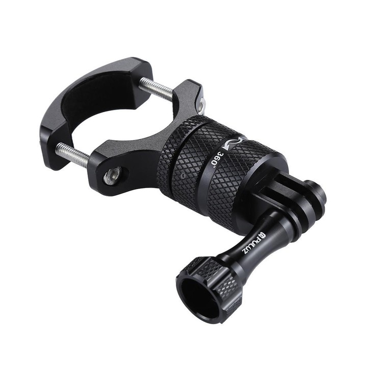 PULUZ 360 Degree Rotation Bike Aluminum Handlebar Adapter Mount with Screw for GoPro, Insta360, DJI and Other Action Cameras(Bla