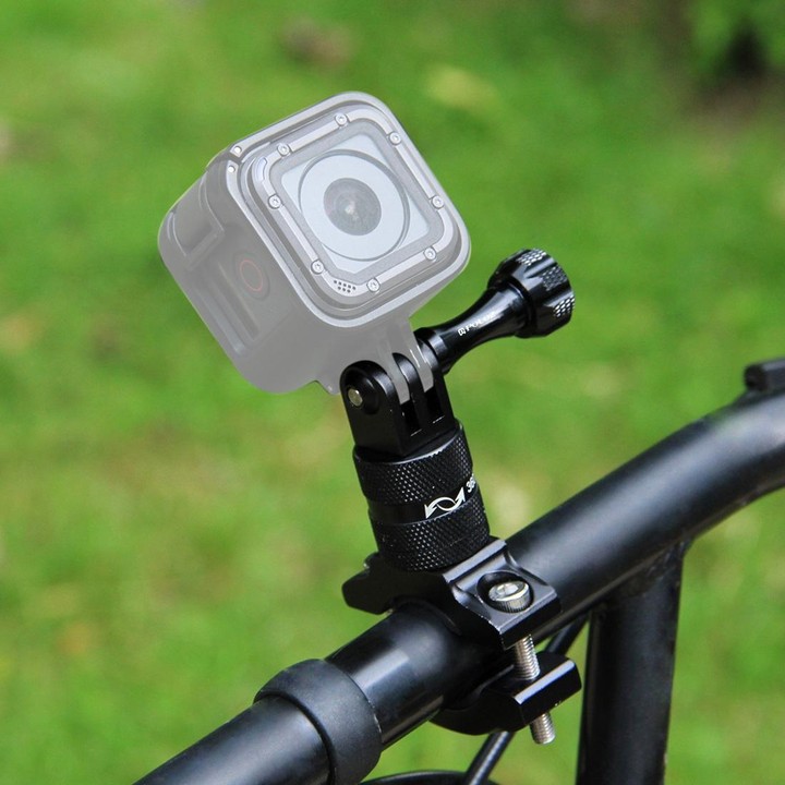 PULUZ 360 Degree Rotation Bike Aluminum Handlebar Adapter Mount with Screw for GoPro, Insta360, DJI and Other Action Cameras(Bla