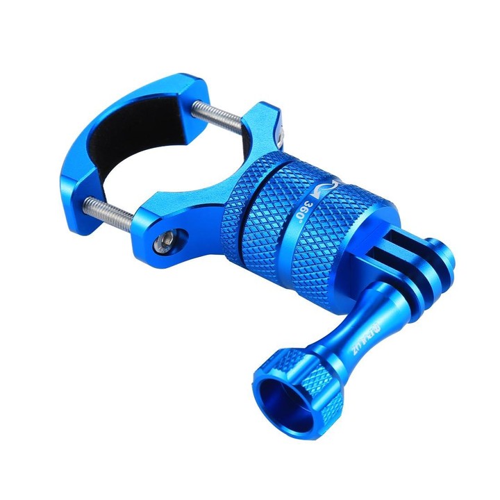 PULUZ 360 Degree Rotation Bike Aluminum Handlebar Adapter Mount with Screw for GoPro, Insta360, DJI and Other Action Cameras(Blu