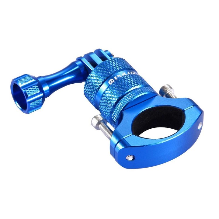 PULUZ 360 Degree Rotation Bike Aluminum Handlebar Adapter Mount with Screw for GoPro, Insta360, DJI and Other Action Cameras(Blu