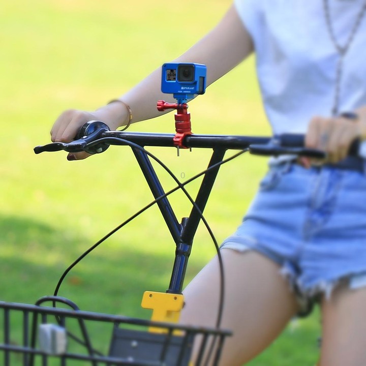 PULUZ 360 Degree Rotation Bike Aluminum Handlebar Adapter Mount with Screw for GoPro, Insta360, DJI and Other Action Cameras(Red