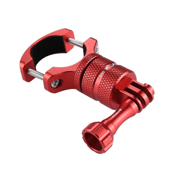 PULUZ 360 Degree Rotation Bike Aluminum Handlebar Adapter Mount with Screw for GoPro, Insta360, DJI and Other Action Cameras(Red