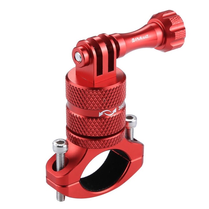 PULUZ 360 Degree Rotation Bike Aluminum Handlebar Adapter Mount with Screw for GoPro, Insta360, DJI and Other Action Cameras(Red