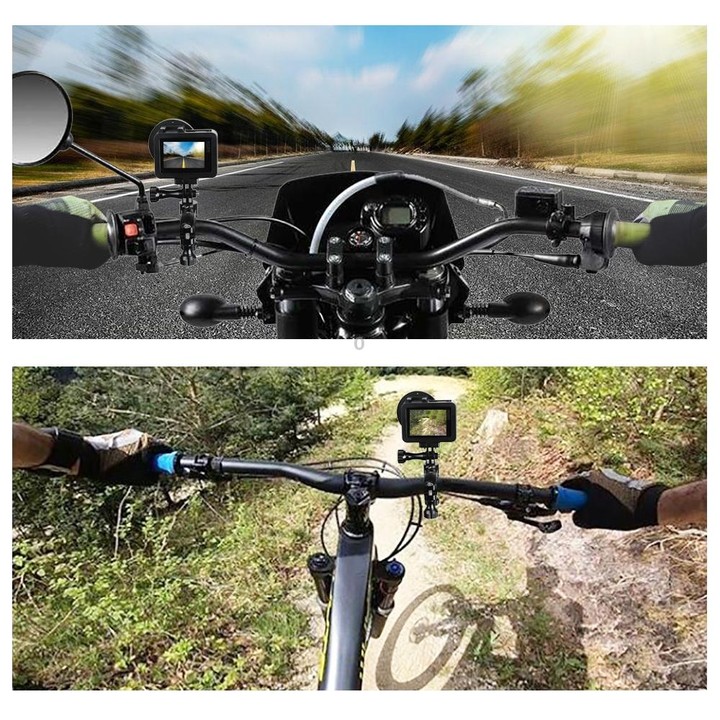 PULUZ 360 Degree Rotation Bike Aluminum Handlebar Adapter Mount with Screw for GoPro, Insta360, DJI and Other Action Cameras(Bla