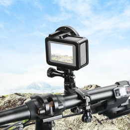 PULUZ 360 Degree Rotation Bike Aluminum Handlebar Adapter Mount with Screw for GoPro, Insta360, DJI and Other Action Cameras(Bla