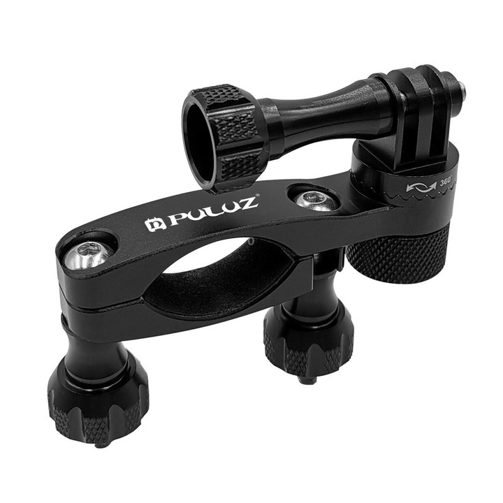 PULUZ 360 Degree Rotation Bike Aluminum Handlebar Adapter Mount with Screw for GoPro, Insta360, DJI and Other Action Cameras(Bla