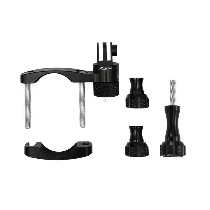 PULUZ 360 Degree Rotation Bike Aluminum Handlebar Adapter Mount with Screw for GoPro, Insta360, DJI and Other Action Cameras(Bla