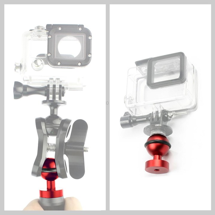 PULUZ CNC Aluminum Ball Head Adapter Mount for GoPro, Insta360, DJI and Other Action Cameras, Diameter: 2.5cm(Red)