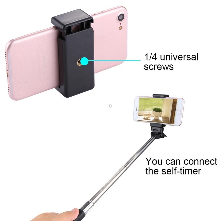 PULUZ Selfie Sticks Tripod Mount Phone Clamp with 1/4 inch Screw Hole for iPhone, Samsung, HTC, Sony, LG and other Smartphones