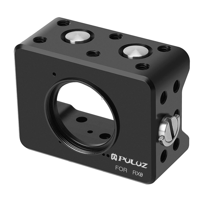 PULUZ Housing Shell CNC Aluminum Alloy Protective Cage with 37mm UV Lens & Base Mount & Screw for Sony RX0(Black)