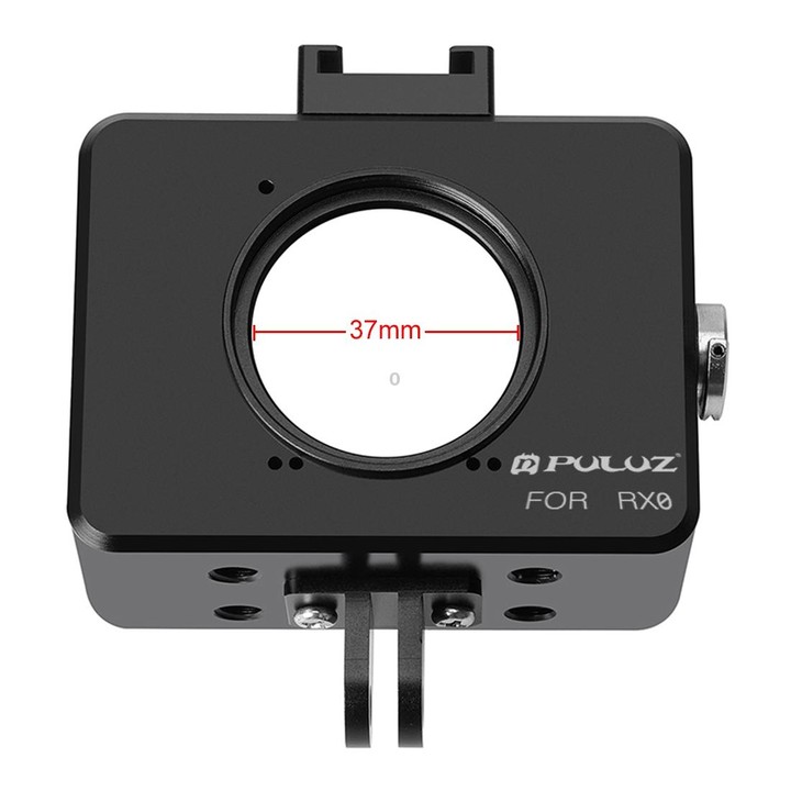 PULUZ Housing Shell CNC Aluminum Alloy Protective Cage with 37mm UV Lens & Base Mount & Screw for Sony RX0(Black)