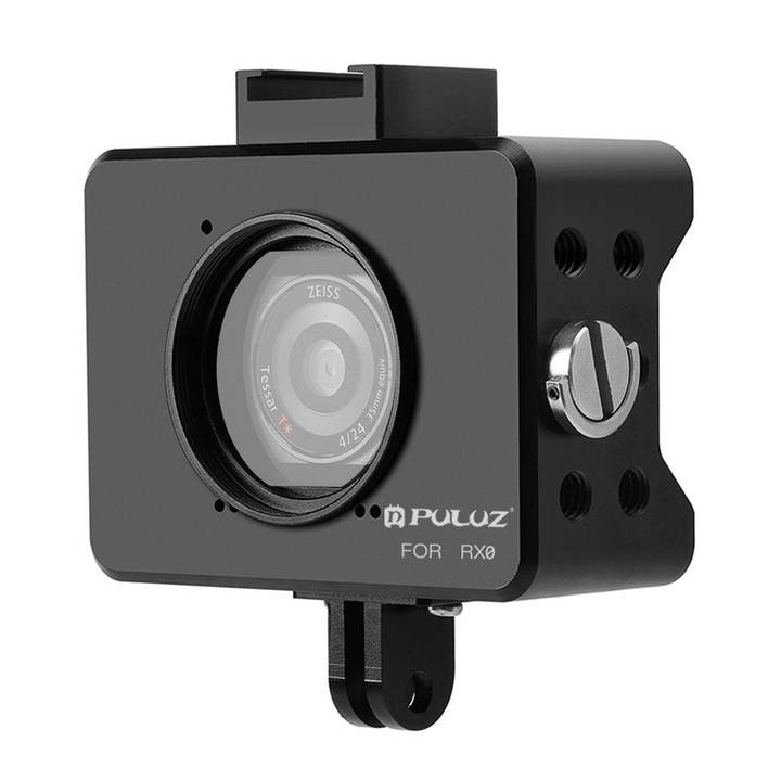 PULUZ Housing Shell CNC Aluminum Alloy Protective Cage with 37mm UV Lens & Base Mount & Screw for Sony RX0(Black)