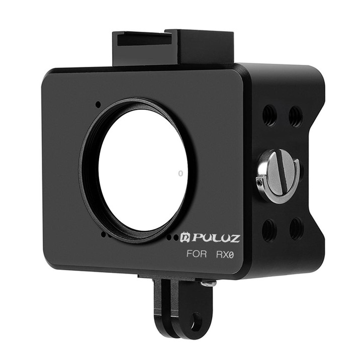 PULUZ Housing Shell CNC Aluminum Alloy Protective Cage with 37mm UV Lens & Base Mount & Screw for Sony RX0(Black)