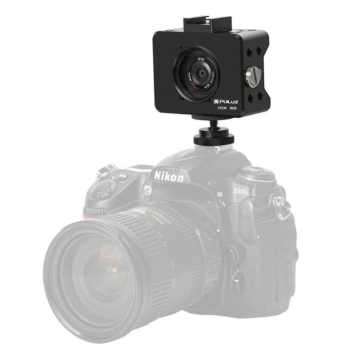 PULUZ Housing Shell CNC Aluminum Alloy Protective Cage with 37mm UV Lens & Base Mount & Screw for Sony RX0(Black)