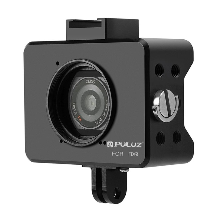 PULUZ Housing Shell CNC Aluminum Alloy Protective Cage with 37mm UV Lens & Base Mount & Screw for Sony RX0(Black)