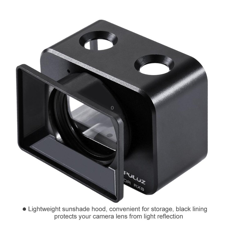 PULUZ for Sony RX0 Aluminum Alloy Protective Cage + 37mm UV Filter Lens + Lens Sunshade with Screws and Screwdrivers(Black)