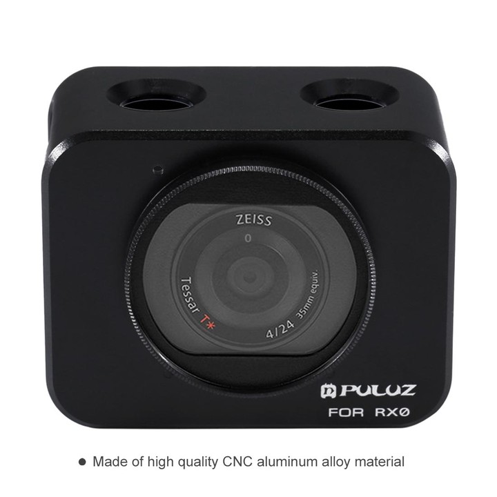 PULUZ for Sony RX0 Aluminum Alloy Protective Cage + 37mm UV Filter Lens + Lens Sunshade with Screws and Screwdrivers(Black)
