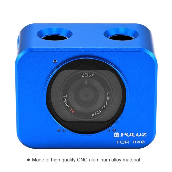 PULUZ for Sony RX0 Aluminum Alloy Protective Cage + 37mm UV Filter Lens + Lens Sunshade with Screws and Screwdrivers(Blue)