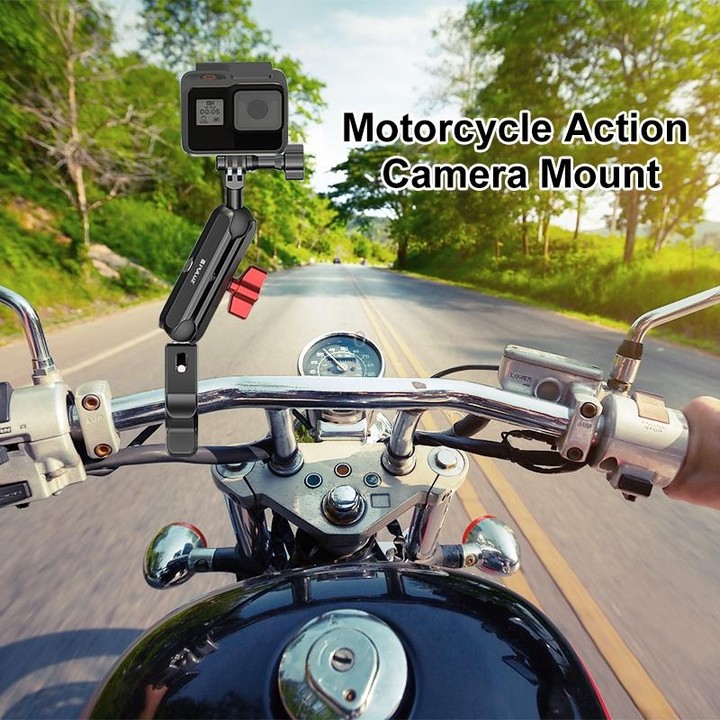PULUZ Motorcycle Handlebar Crab Clamp CNC Metal Magic Arm Rod Mount