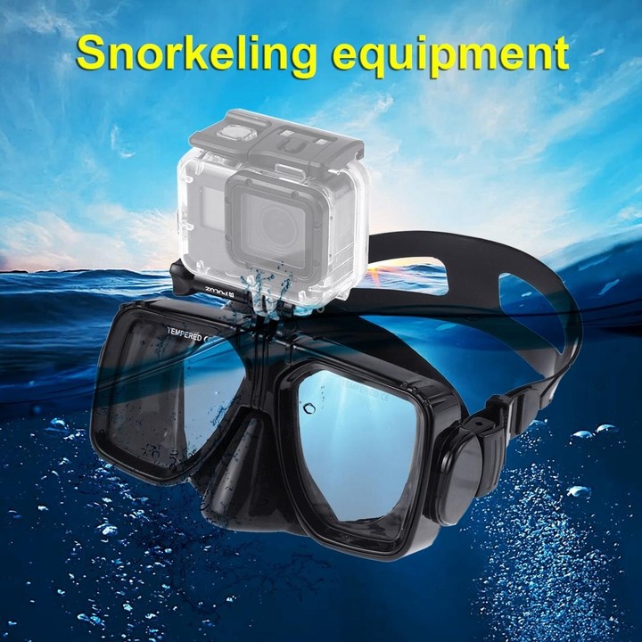 PULUZ Water Sports Diving Equipment Diving Mask Swimming Glasses for GoPro, Insta360, DJI and Other Action Cameras(Black)