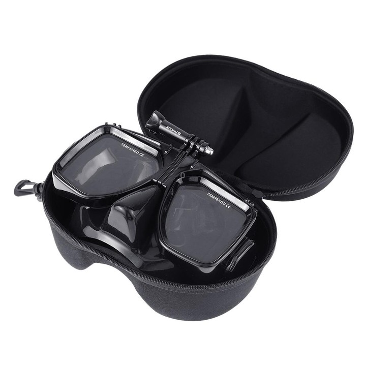 PULUZ Water Sports Diving Equipment Diving Mask Swimming Glasses for GoPro, Insta360, DJI and Other Action Cameras(Black)