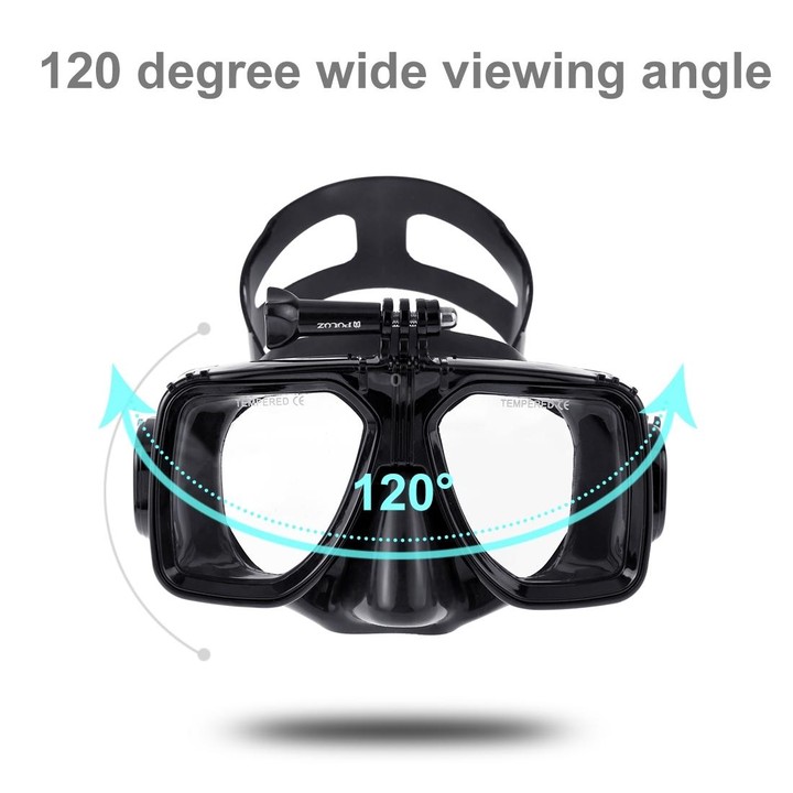 PULUZ Water Sports Diving Equipment Diving Mask Swimming Glasses for GoPro, Insta360, DJI and Other Action Cameras(Black)