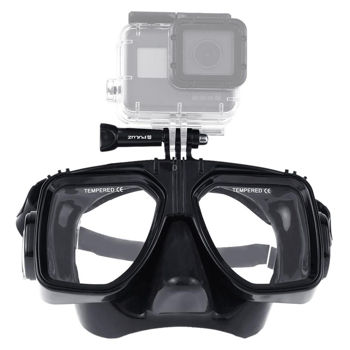 PULUZ Water Sports Diving Equipment Diving Mask Swimming Glasses for GoPro, Insta360, DJI and Other Action Cameras(Black)