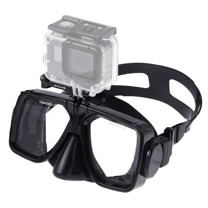 PULUZ Water Sports Diving Equipment Diving Mask Swimming Glasses for GoPro, Insta360, DJI and Other Action Cameras(Black)