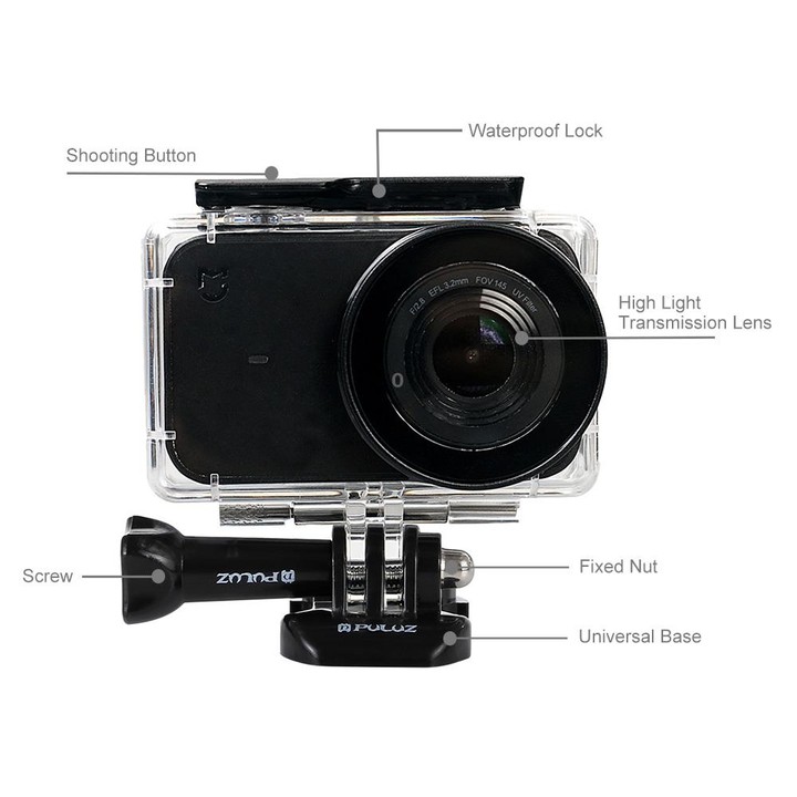 PULUZ 45m Underwater Acrylic Plexiglass Waterproof Housing Diving Case for Xiaomi Mijia Small Camera, with Buckle Basic Mount &
