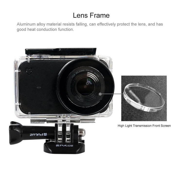 PULUZ 45m Underwater Acrylic Plexiglass Waterproof Housing Diving Case for Xiaomi Mijia Small Camera, with Buckle Basic Mount &