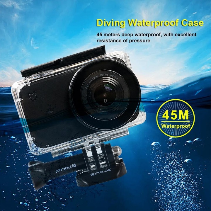 PULUZ 45m Underwater Acrylic Plexiglass Waterproof Housing Diving Case for Xiaomi Mijia Small Camera, with Buckle Basic Mount &