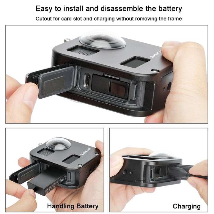 PULUZ Housing Shell CNC Aluminum Alloy Protective Cage for GoPro Max(Black)