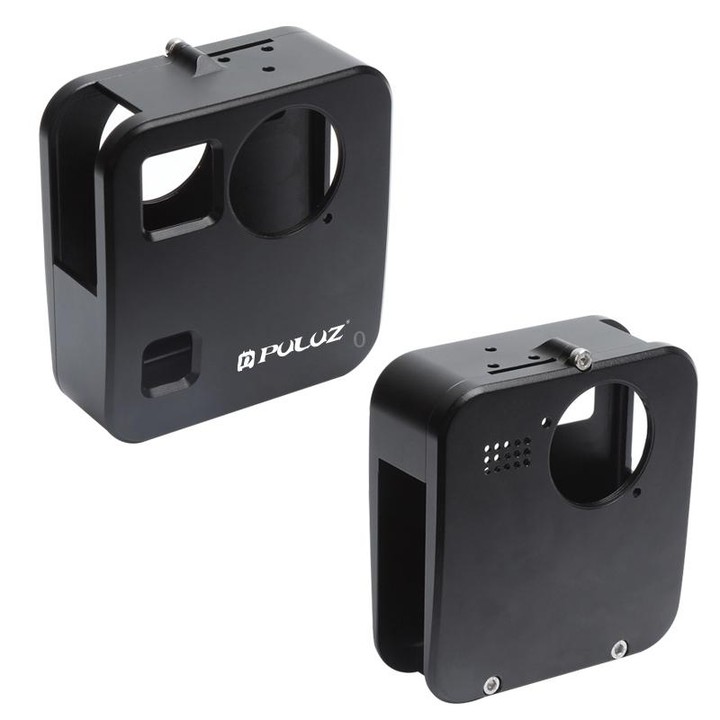 PULUZ for GoPro Fusion Housing Shell CNC Aluminum Alloy Protective Cage with Basic Mount & Lens Caps(Black)
