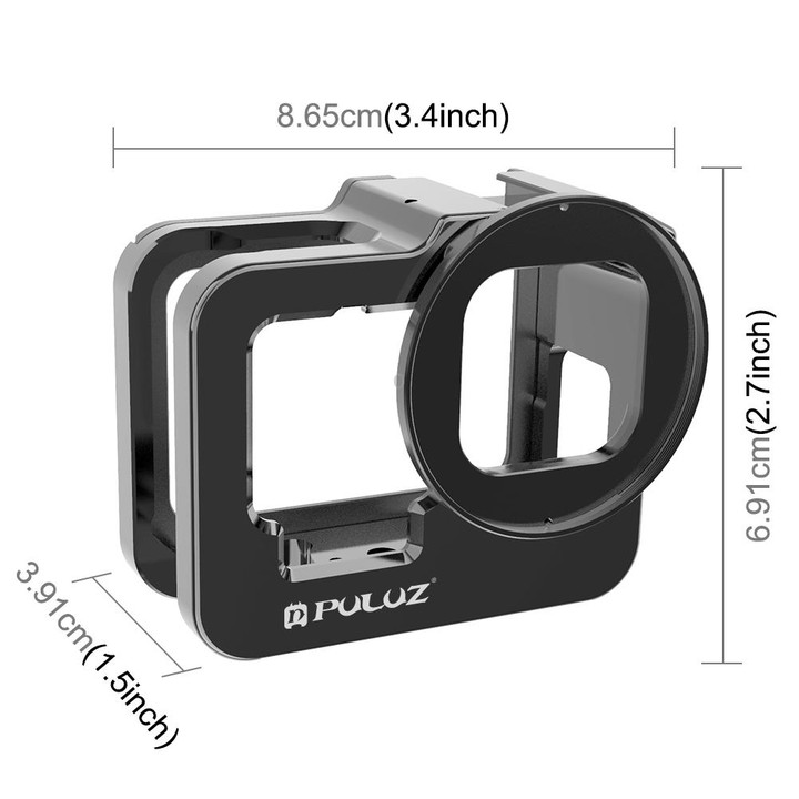 PULUZ for GoPro HERO13 Black /12 Black /11 Black /10 Black /9 Black Thicken Housing Shell CNC Aluminum Alloy Protective Cage wit