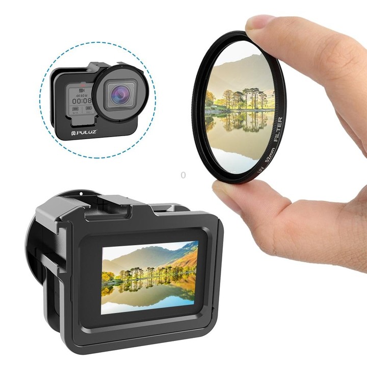PULUZ for GoPro HERO13 Black /12 Black /11 Black /10 Black /9 Black Thicken Housing Shell CNC Aluminum Alloy Protective Cage wit