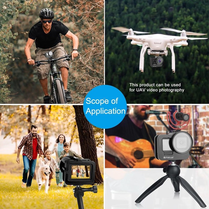 PULUZ for GoPro HERO13 Black /12 Black /11 Black /10 Black /9 Black Thicken Housing Shell CNC Aluminum Alloy Protective Cage wit