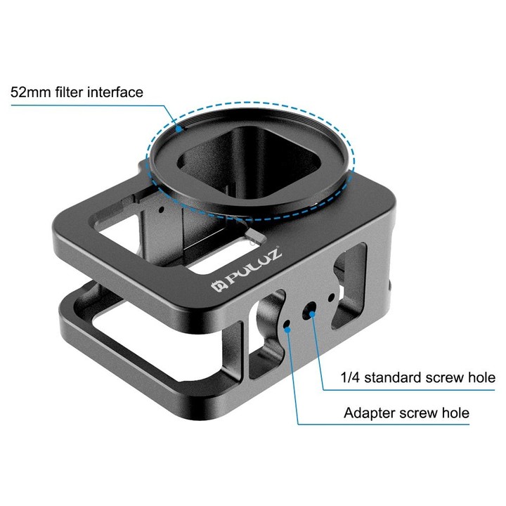 PULUZ for GoPro HERO13 Black /12 Black /11 Black /10 Black /9 Black Thicken Housing Shell CNC Aluminum Alloy Protective Cage wit