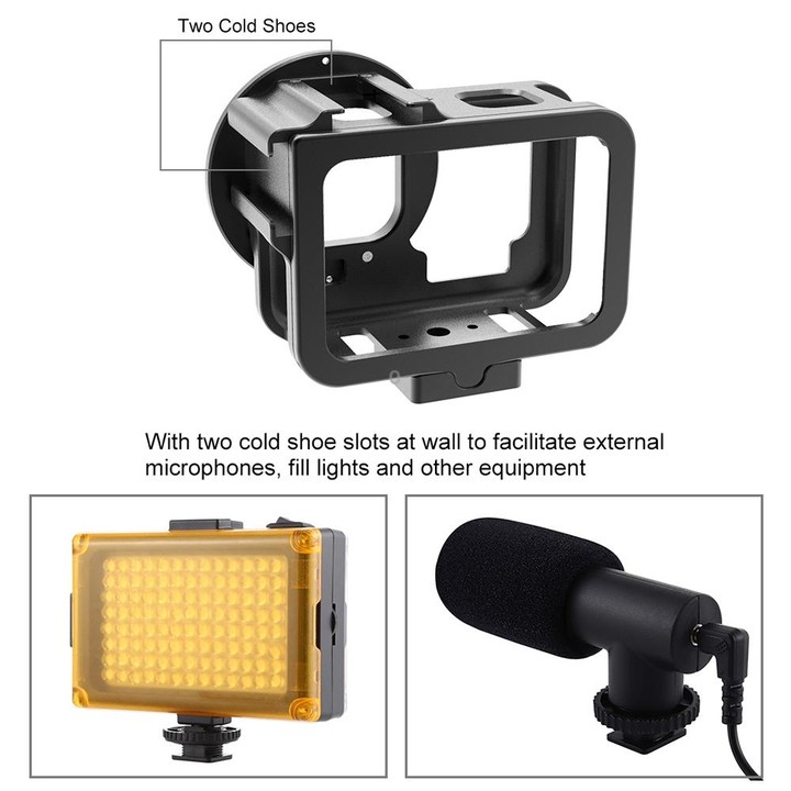 For GoPro HERO13 Black /12 Black /11 Black /10 Black /9 Black PULUZ Thin Housing Shell CNC Aluminum Alloy Protective Cage with I