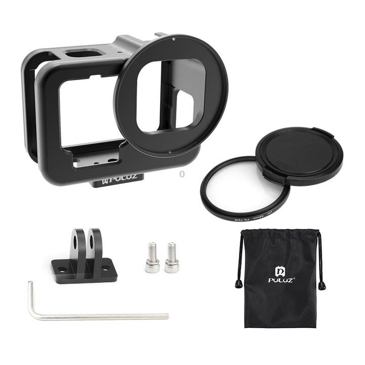 For GoPro HERO13 Black /12 Black /11 Black /10 Black /9 Black PULUZ Thin Housing Shell CNC Aluminum Alloy Protective Cage with I