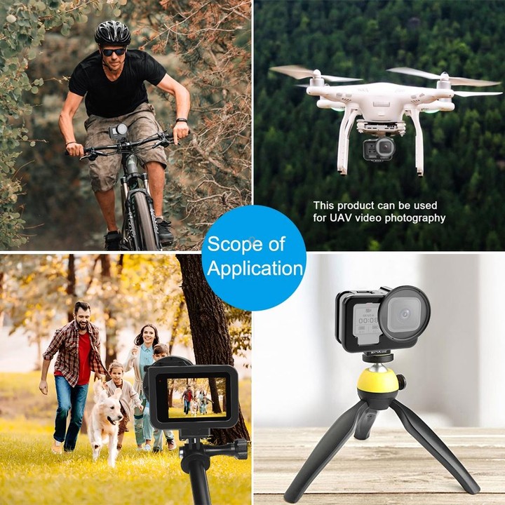 For GoPro HERO13 Black /12 Black /11 Black /10 Black /9 Black PULUZ Thin Housing Shell CNC Aluminum Alloy Protective Cage with I
