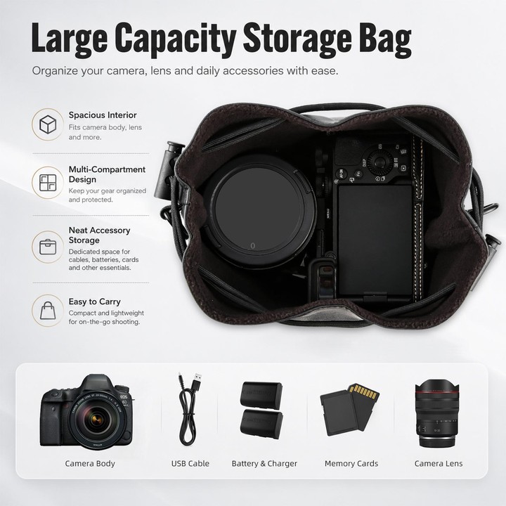 PULUZ Camera Protective Inner Bag Thick Padded Carrying Pouch with Shoulder Strap for Mirrorless & DSLR Cameras, Size: L (Black)
