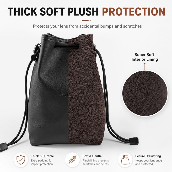 PULUZ Camera Protective Inner Bag Thick Padded Carrying Pouch with Shoulder Strap for Mirrorless & DSLR Cameras, Size: L (Black)