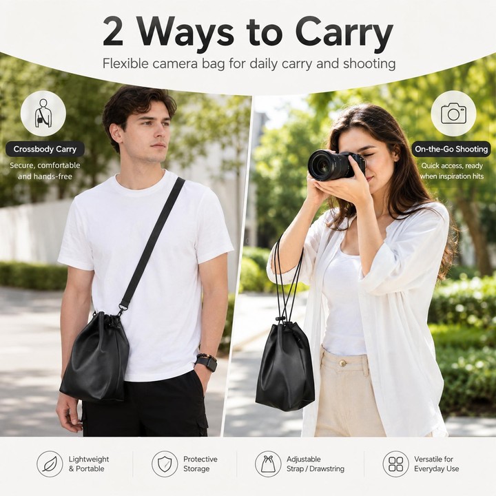 PULUZ Camera Protective Inner Bag Thick Padded Carrying Pouch with Shoulder Strap for Mirrorless & DSLR Cameras, Size: L (Black)