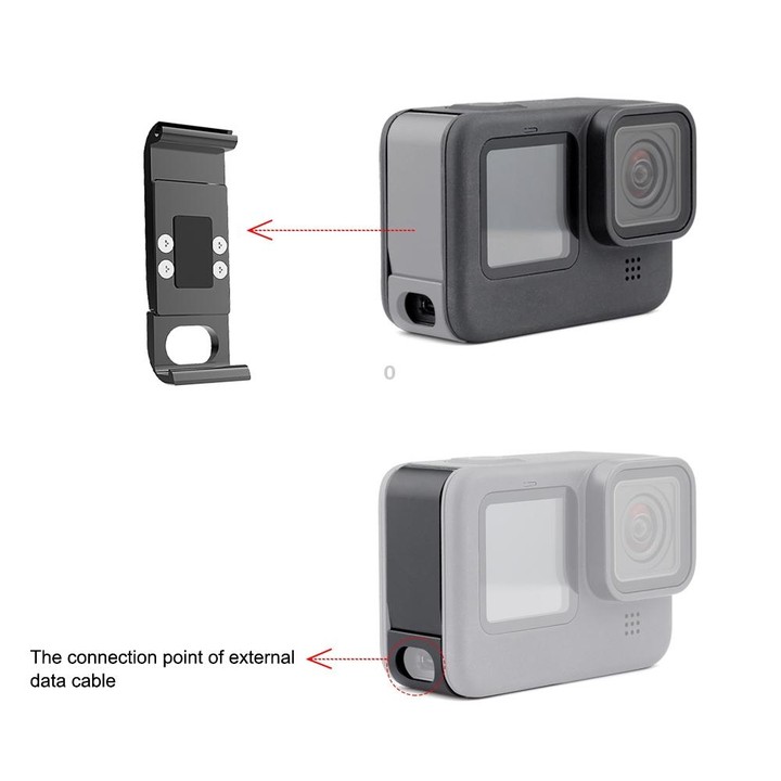 PULUZ Metal Battery Side Interface Cover for GoPro MISSION 1 / 1 PRO / HERO13 Black /12 Black /11 Black /10 Black /9 Black(Black