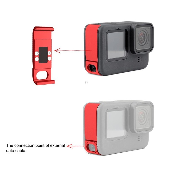 PULUZ Metal Battery Side Interface Cover for GoPro MISSION 1 / 1 PRO / HERO13 Black /12 Black /11 Black /10 Black /9 Black(Red)